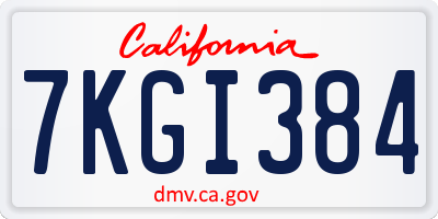 CA license plate 7KGI384