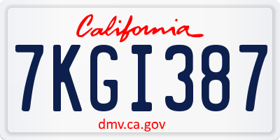 CA license plate 7KGI387