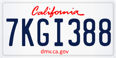 CA license plate 7KGI388