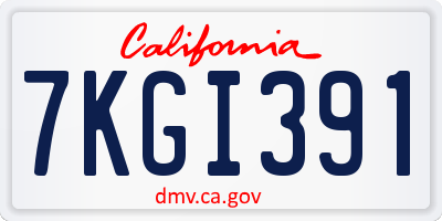 CA license plate 7KGI391