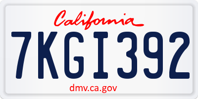 CA license plate 7KGI392