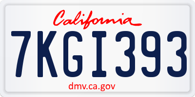 CA license plate 7KGI393
