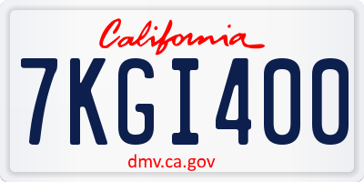 CA license plate 7KGI400
