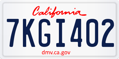 CA license plate 7KGI402