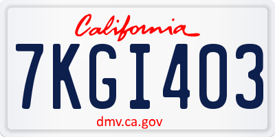 CA license plate 7KGI403