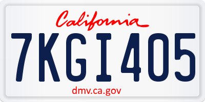 CA license plate 7KGI405