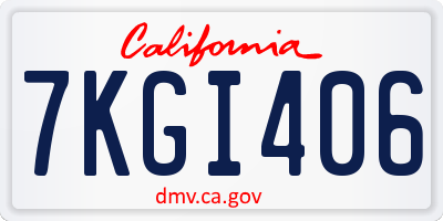CA license plate 7KGI406