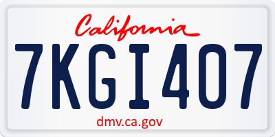 CA license plate 7KGI407