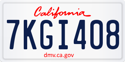 CA license plate 7KGI408