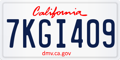 CA license plate 7KGI409