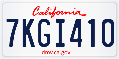 CA license plate 7KGI410
