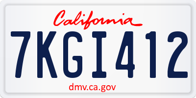 CA license plate 7KGI412