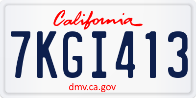 CA license plate 7KGI413