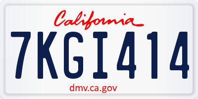 CA license plate 7KGI414