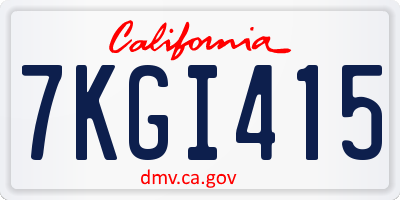 CA license plate 7KGI415
