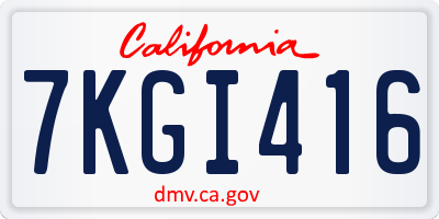 CA license plate 7KGI416