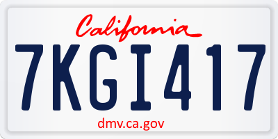 CA license plate 7KGI417
