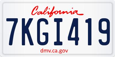 CA license plate 7KGI419
