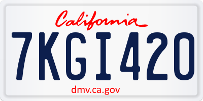 CA license plate 7KGI420
