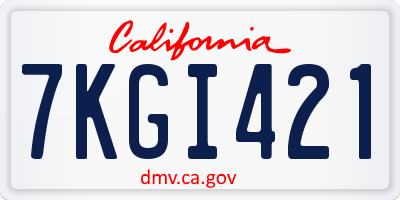 CA license plate 7KGI421