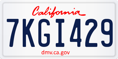 CA license plate 7KGI429