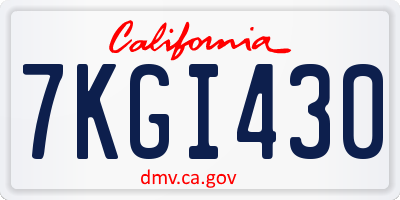 CA license plate 7KGI430