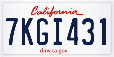 CA license plate 7KGI431