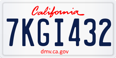 CA license plate 7KGI432