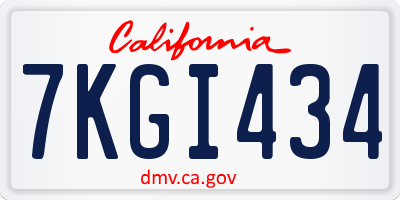 CA license plate 7KGI434
