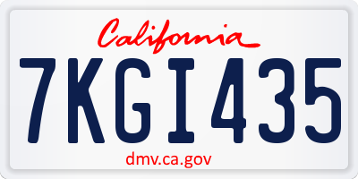 CA license plate 7KGI435