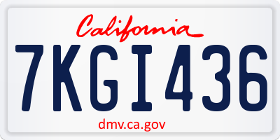 CA license plate 7KGI436