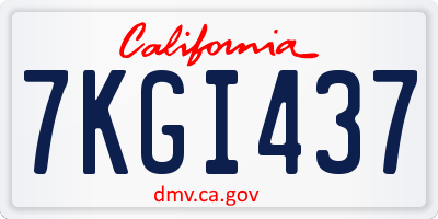 CA license plate 7KGI437