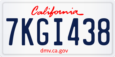 CA license plate 7KGI438