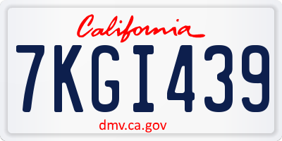 CA license plate 7KGI439