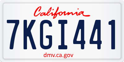 CA license plate 7KGI441