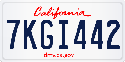 CA license plate 7KGI442