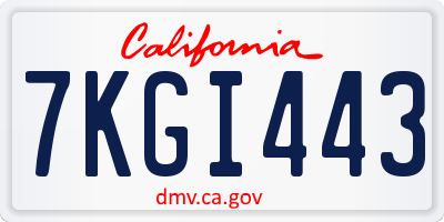 CA license plate 7KGI443