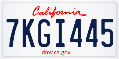 CA license plate 7KGI445