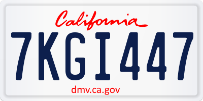 CA license plate 7KGI447