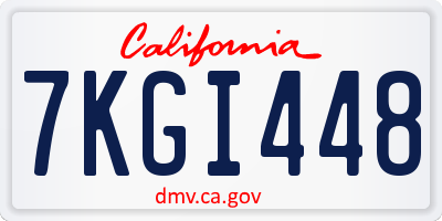 CA license plate 7KGI448