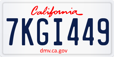 CA license plate 7KGI449