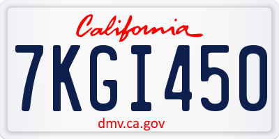 CA license plate 7KGI450
