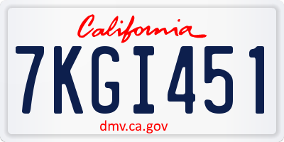 CA license plate 7KGI451
