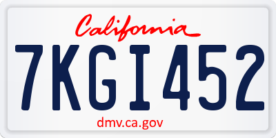 CA license plate 7KGI452