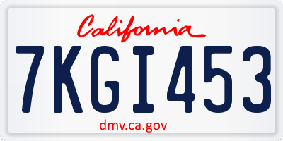 CA license plate 7KGI453