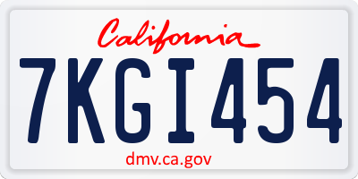 CA license plate 7KGI454