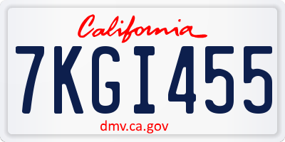 CA license plate 7KGI455
