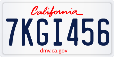 CA license plate 7KGI456