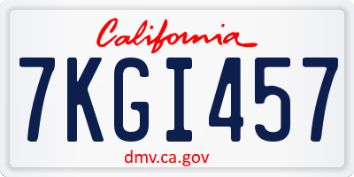 CA license plate 7KGI457