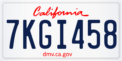 CA license plate 7KGI458
